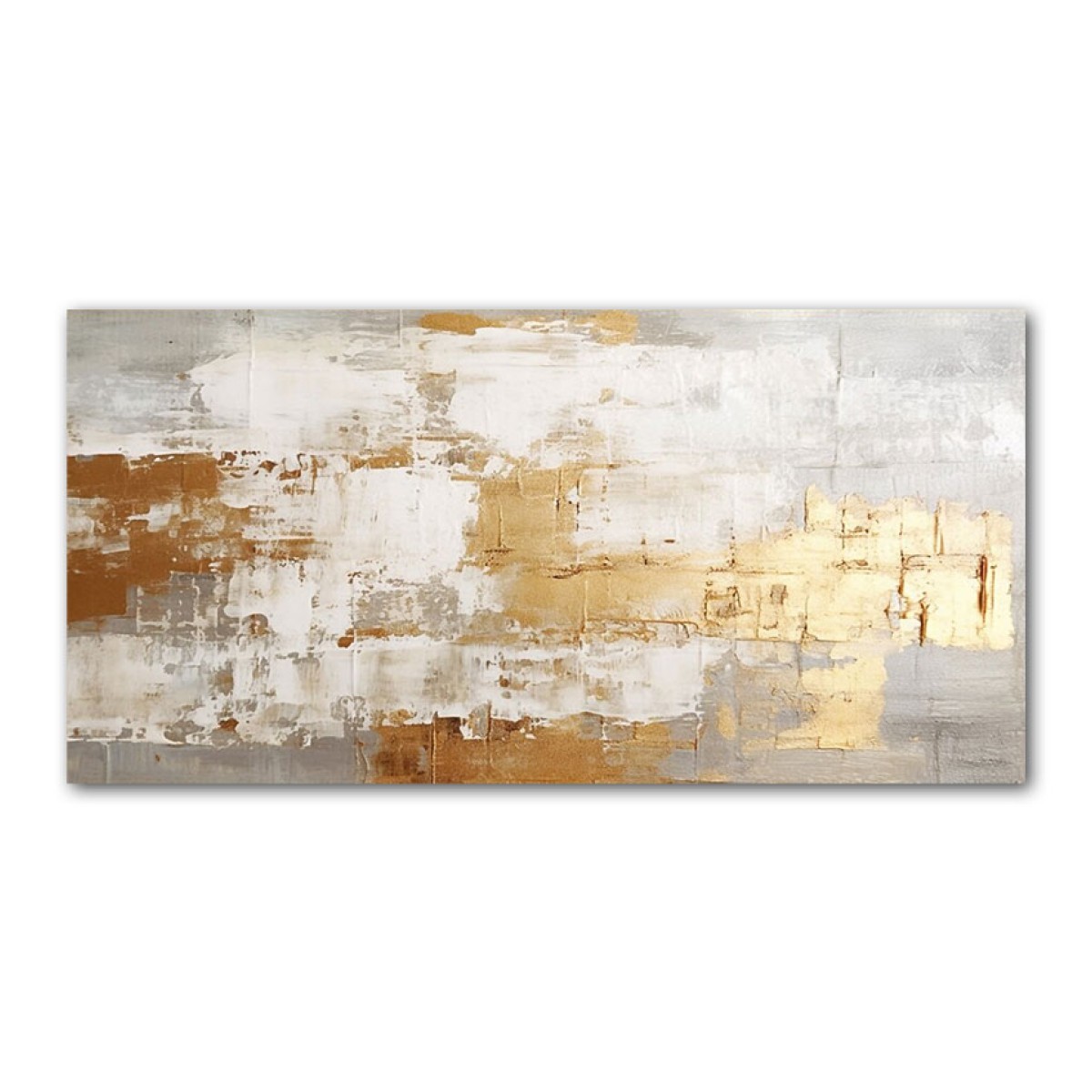 White on Gold Abstract 3d Heavy Textured Partial Oil Painting